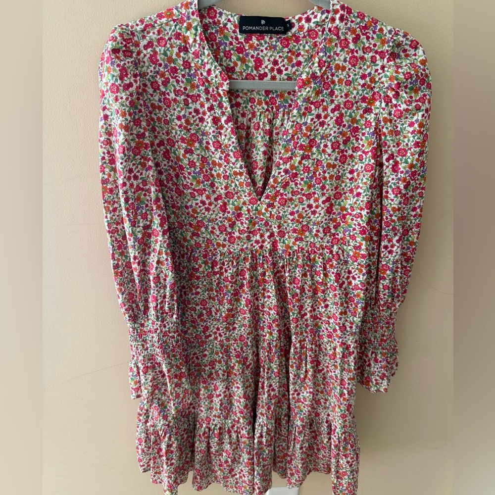 Pomander Place Pink Floral Mini Dress